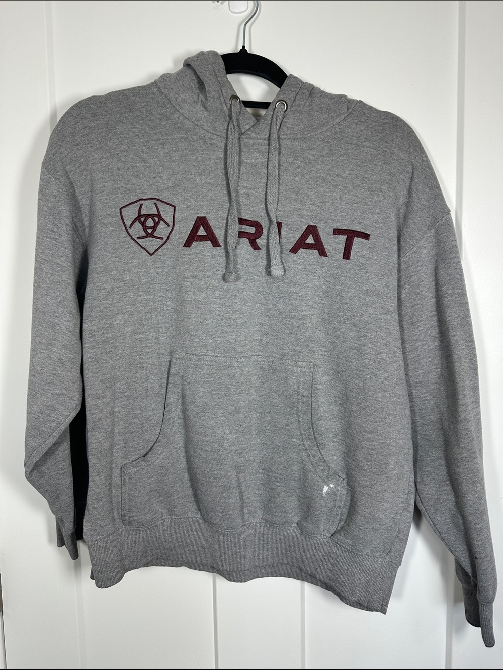Ariat Gray Crewneck Hoodie with Maroon Logo